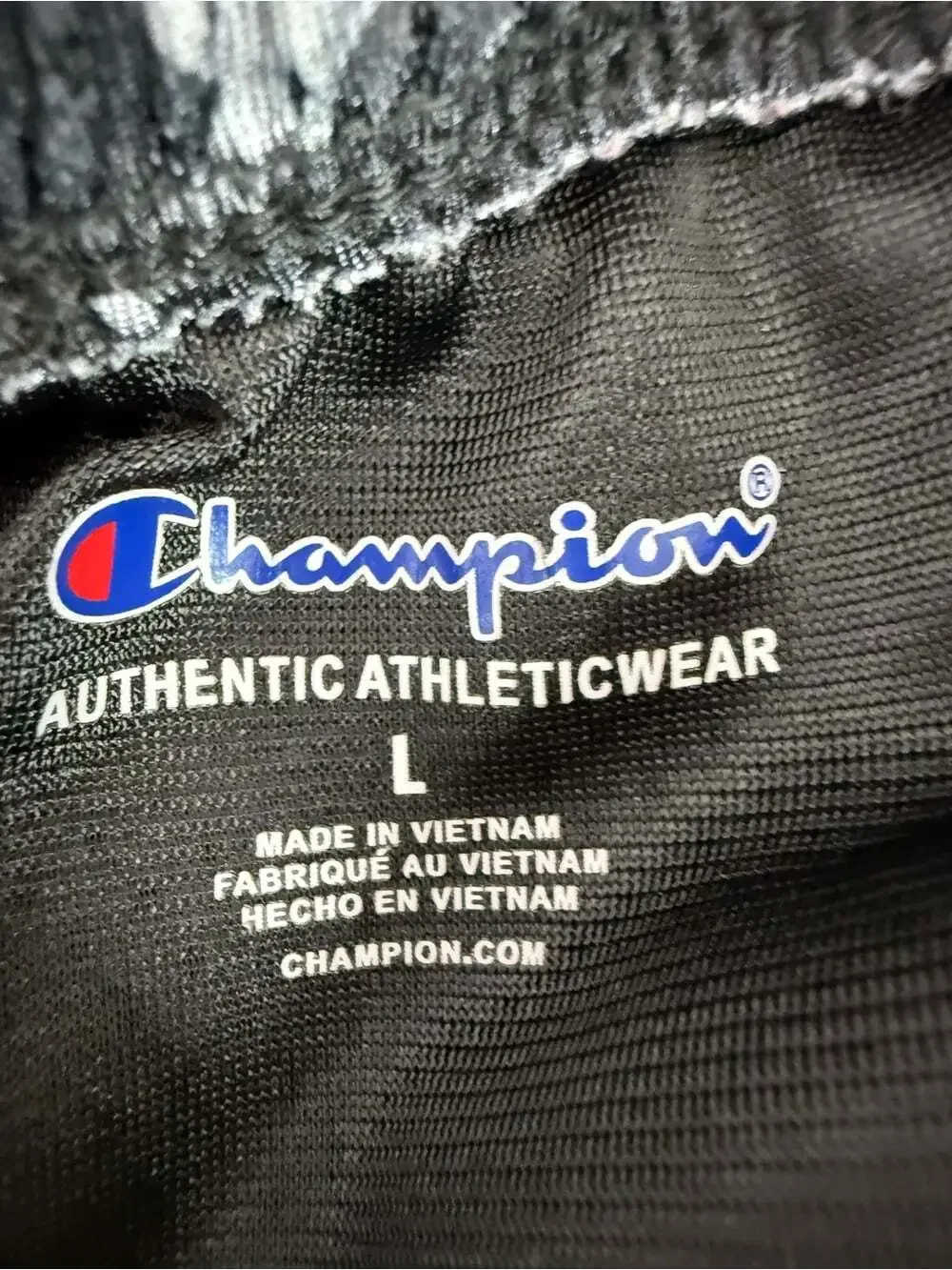 Champion shorts Black Mesh Athletic Shorts with White Logo Print